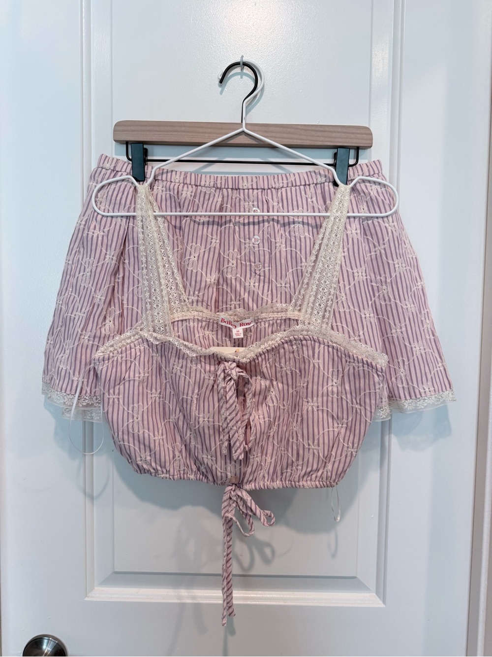 Bailey Rose Pink Lace-Trim Crop Top and Matching A-Line Skirt Set